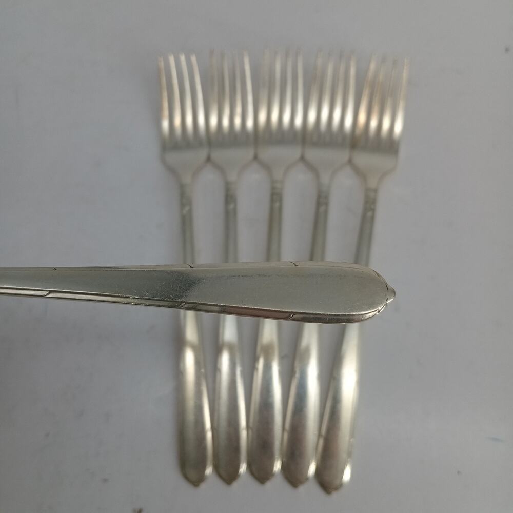 6X DF Oneida Community BERKLEY SQUARE Silverplate Dinner Forks Flatware